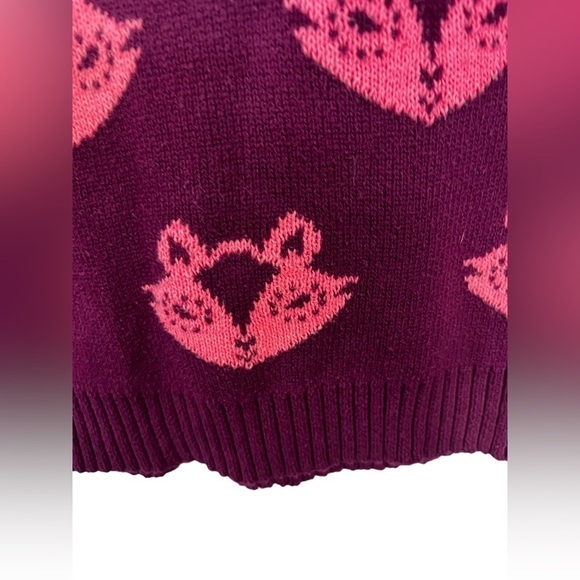 Old Navy Maroon Pink Fox Crewneck Knitted Sweater - Size 8 - Picture 5 of 12